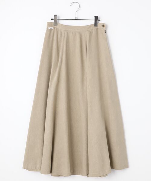 Mademoiselle NON NON / マドモアゼルノンノン ロング・マキシ丈スカート | リネン/リヨセルツイル弱シルCC加工　フレアースカート（ベージュ）