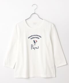 コンパクトヤーン天竺エアロシフォン加工　クルーネックTシャツ【Mademoiselle NON NON＋旗＋1964 HARAJUKU+Papas】【8分袖】