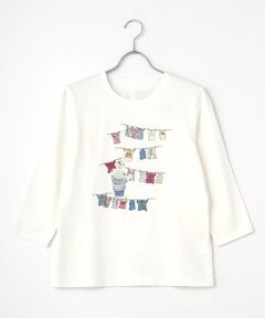 モンサンミッシェル＆ラフィ天竺　クルーネックTシャツ【8分袖】【ランドリーベア】