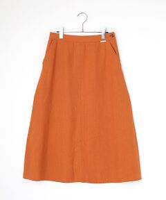 Mademoiselle NON NON / マドモアゼルノンノン ロング・マキシ丈スカート | 高密度リネンポプリンCC加工　フレアーロングスカート【後ウエストゴム】