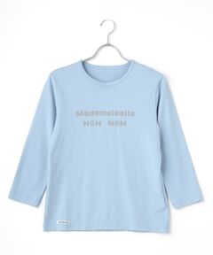 【定番】天竺　無シル防縮加工　ロゴプリント8分袖Tシャツ