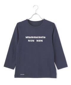 【定番】天竺　無シル防縮加工　ロゴプリント8分袖Tシャツ