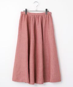 Mademoiselle NON NON / マドモアゼルノンノン ロング・マキシ丈スカート | リネンルポワン染CC加工　ギャザーフレアースカート