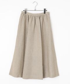 Mademoiselle NON NON / マドモアゼルノンノン ロング・マキシ丈スカート | リネンルポワン染CC加工　ギャザーフレアースカート