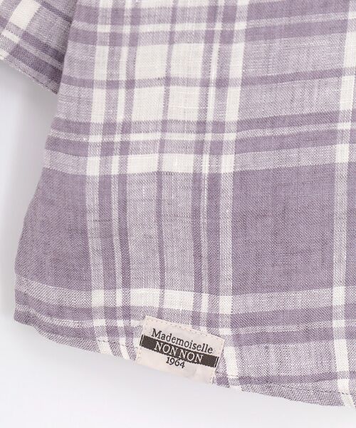 Mademoiselle NON NON / マドモアゼルノンノン シャツ・ブラウス | 【60th Anniversary Collection】リネン平織りルポワンチェックCC加工　別布切り替えブラウス【8分袖】 | 詳細1