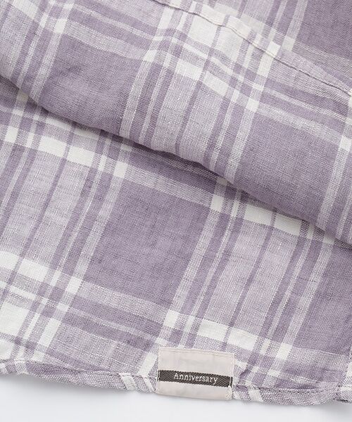 Mademoiselle NON NON / マドモアゼルノンノン シャツ・ブラウス | 【60th Anniversary Collection】リネン平織りルポワンチェックCC加工　別布切り替えブラウス【8分袖】 | 詳細2