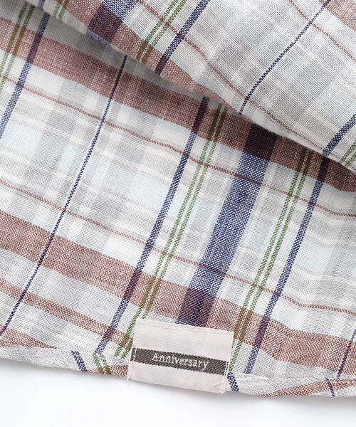 Mademoiselle NON NON / マドモアゼルノンノン シャツ・ブラウス | 【60th Anniversary Collection】リネン平織りルポワンチェックCC加工　別布切り替えブラウス【8分袖】 | 詳細4
