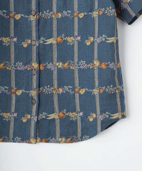 Mademoiselle NON NON / マドモアゼルノンノン シャツ・ブラウス | 【60th Anniversary Collection】リネンプリントシャツ【FRUITS STRIPES】 | 詳細9
