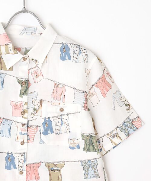 Mademoiselle NON NON / マドモアゼルノンノン シャツ・ブラウス | 【60th Anniversary Collection】リネンプリントシャツ【LAUNDRY】 | 詳細2