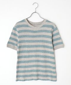 Mademoiselle NON NON / マドモアゼルノンノン Tシャツ | 綿麻撚杢ボーダー　クルーネック半袖Tシャツ