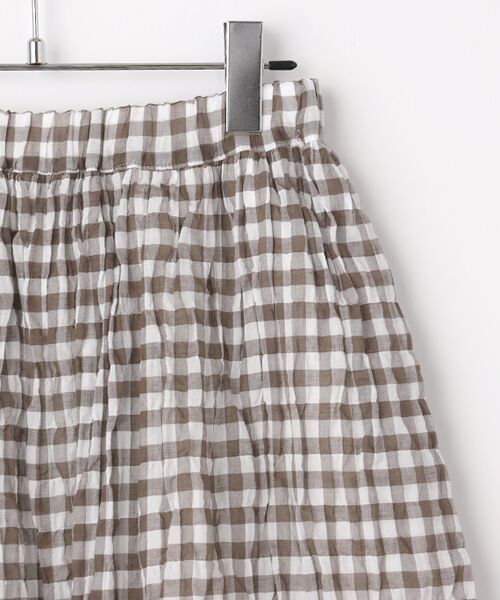 Mademoiselle NON NON / マドモアゼルノンノン ロング・マキシ丈スカート | 超長綿ローンチェック シャーリング ソフトワッシャー　ティアードスカート【ウエストゴム】 | 詳細2