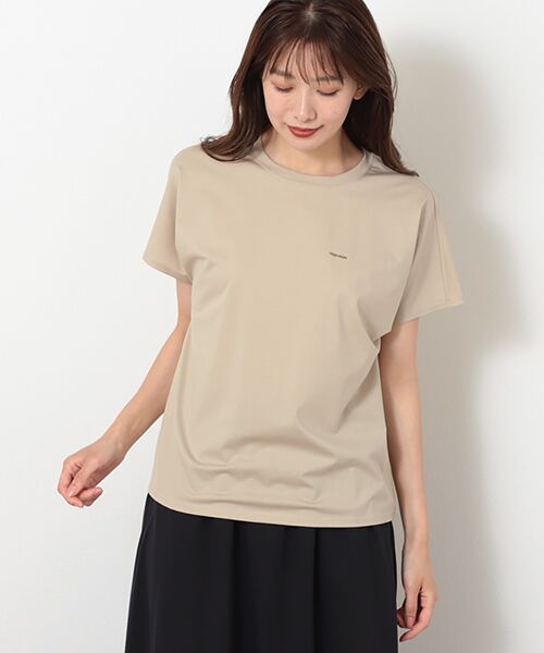 Mademoiselle NON NON / マドモアゼルノンノン Tシャツ | PBTプレーティング天竺 サフィール加工　クルーネックフレンチスリーブTシャツ | 詳細6