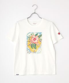 【60th Anniversary Collection】コンパクトヤーン天竺エアロシフォン加工　水彩画Tシャツ【ハイビスカス】