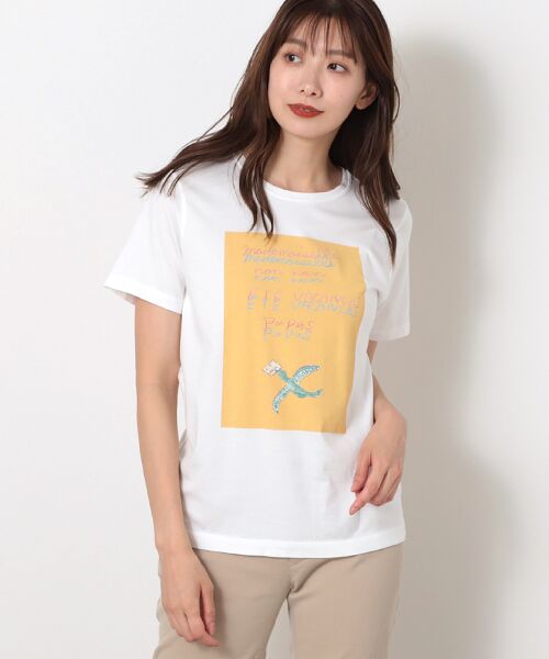 Mademoiselle NON NON / マドモアゼルノンノン Tシャツ | 【60th Anniversary Collection】コンパクトヤーン天竺エアロシフォン加工　水彩画Tシャツ【ハト】 | 詳細10