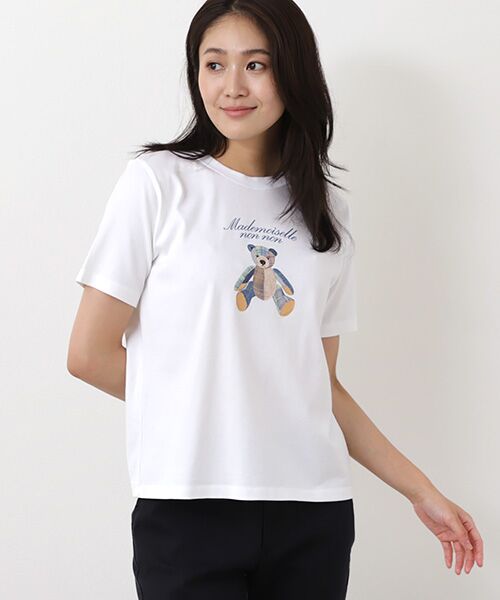 Mademoiselle NON NON / マドモアゼルノンノン Tシャツ | 30/2スーピマ甘撚天竺　クルーネック半袖Tシャツ【テディベア】 | 詳細6