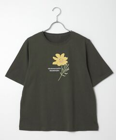 59/2コンパクトヤーン天竺エアシエロフォン加工　クルーネック5分袖Tシャツ【コスモス】