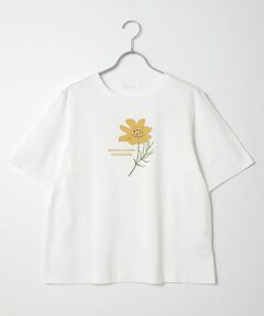 59/2コンパクトヤーン天竺エアシエロフォン加工　クルーネック5分袖Tシャツ【コスモス】