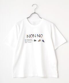 40/2トルコオーガニック天竺　クルーネック半袖Tシャツ【NON NOロゴ+スニーカーモチーフ】