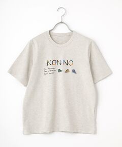 40/2トルコオーガニック天竺　クルーネック半袖Tシャツ【NON NOロゴ+スニーカーモチーフ】