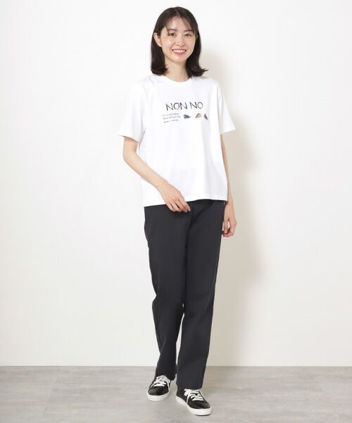 Mademoiselle NON NON / マドモアゼルノンノン Tシャツ | 40/2トルコオーガニック天竺　クルーネック半袖Tシャツ【NON NOロゴ+スニーカーモチーフ】 | 詳細3