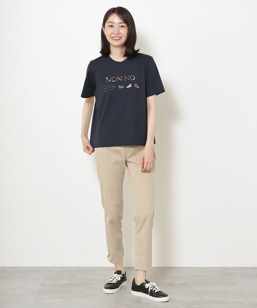 Mademoiselle NON NON / マドモアゼルノンノン Tシャツ | 40/2トルコオーガニック天竺　クルーネック半袖Tシャツ【NON NOロゴ+スニーカーモチーフ】 | 詳細13