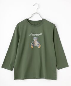 40/2甘撚天竺　クルーネックTシャツ【テディベア】【8分袖】