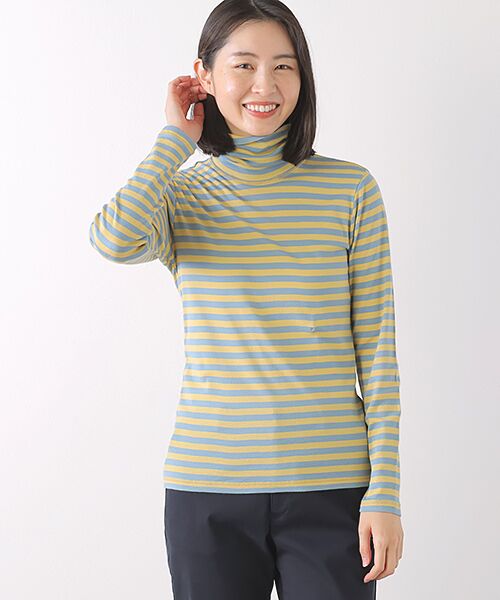 Mademoiselle NON NON / マドモアゼルノンノン カットソー | 100/2フライスボーダー&ムジ  タートルネックカットソー | 詳細17