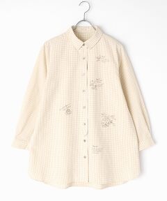 NON NOマドモアゼルノンノン 刺繍入り シャツチュニック 💐刺繍が素敵なチュニックブラウス💐 | マドモアゼルノンノン