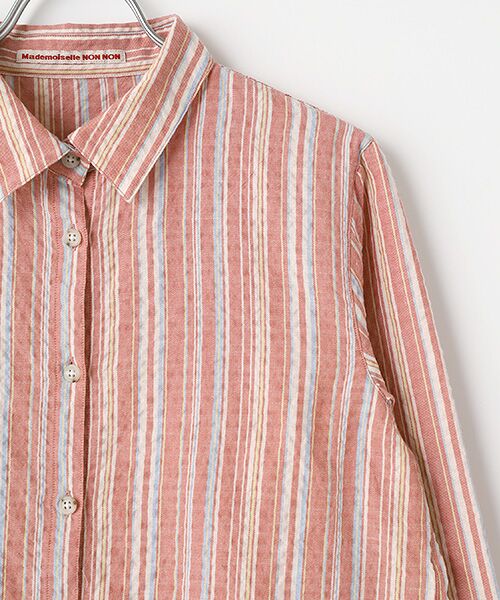 Mademoiselle NON NON / マドモアゼルノンノン シャツ・ブラウス | コットンシャーリングツイルストライプ  長袖シャツ | 詳細2