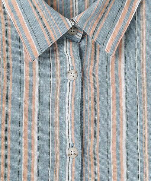 Mademoiselle NON NON / マドモアゼルノンノン シャツ・ブラウス | コットンシャーリングツイルストライプ  長袖シャツ | 詳細5
