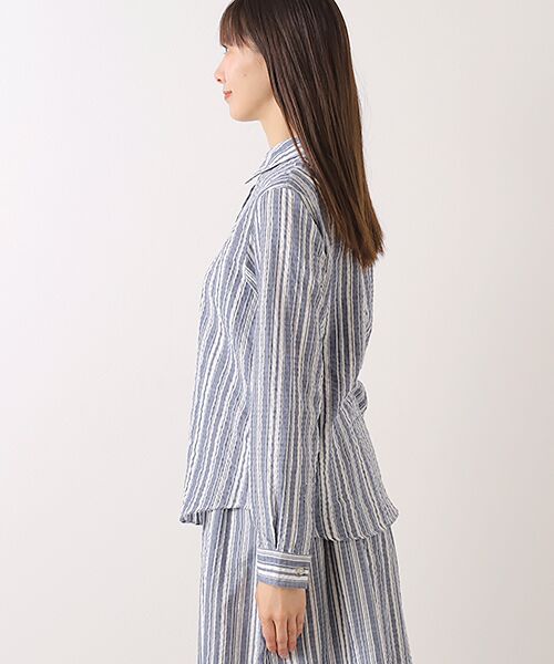 Mademoiselle NON NON / マドモアゼルノンノン シャツ・ブラウス | コットンシャーリングツイルストライプ  長袖シャツ | 詳細8