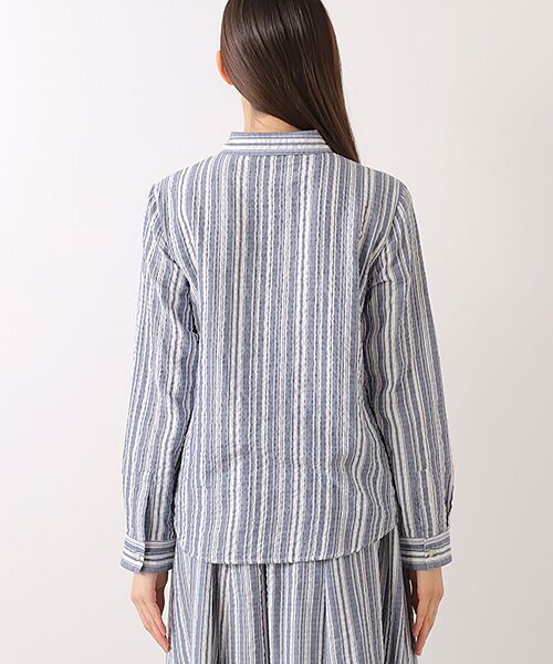 Mademoiselle NON NON / マドモアゼルノンノン シャツ・ブラウス | コットンシャーリングツイルストライプ  長袖シャツ | 詳細9