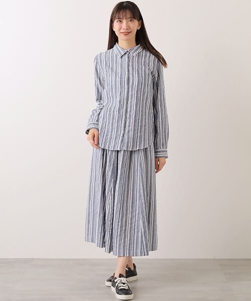 Mademoiselle NON NON / マドモアゼルノンノン シャツ・ブラウス | コットンシャーリングツイルストライプ  長袖シャツ | 詳細10