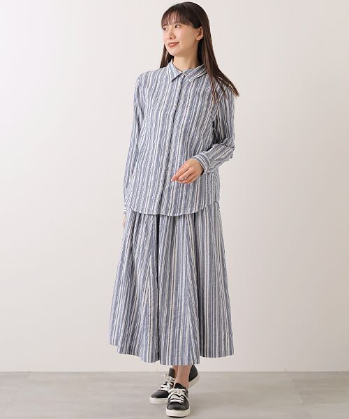 Mademoiselle NON NON / マドモアゼルノンノン シャツ・ブラウス | コットンシャーリングツイルストライプ  長袖シャツ | 詳細11