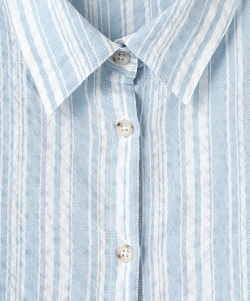 Mademoiselle NON NON / マドモアゼルノンノン シャツ・ブラウス | コットンシャーリングツイルストライプ  長袖シャツ | 詳細12