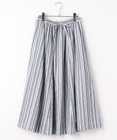 Mademoiselle NON NON / マドモアゼルノンノン ロング・マキシ丈スカート | コットンシャーリングツイルストライプ  ギャザーフレアースカート
