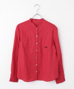 Mademoiselle NON NON / マドモアゼルノンノン シャツ・ブラウス | リネンソフト仕上げ バンドカラーシャツ