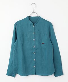 Mademoiselle NON NON / マドモアゼルノンノン シャツ・ブラウス | リネンソフト仕上げ バンドカラーシャツ