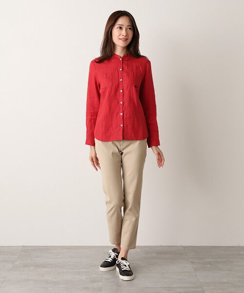 Mademoiselle NON NON / マドモアゼルノンノン シャツ・ブラウス | リネンソフト仕上げ バンドカラーシャツ | 詳細4