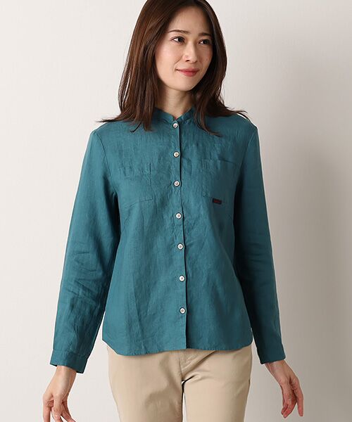 Mademoiselle NON NON / マドモアゼルノンノン シャツ・ブラウス | リネンソフト仕上げ バンドカラーシャツ | 詳細7