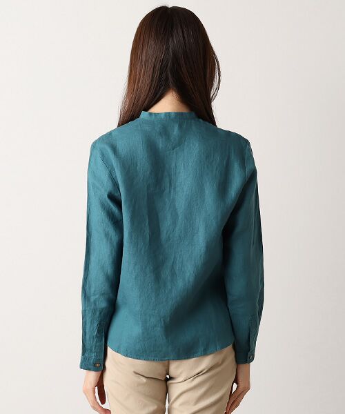 Mademoiselle NON NON / マドモアゼルノンノン シャツ・ブラウス | リネンソフト仕上げ バンドカラーシャツ | 詳細9