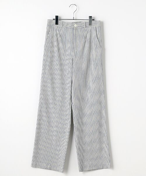 新品　マドモアゼルノンノン　綿麻ストレッチパンツ　ネイビー、ブルー系 新品 マドモアゼルノンノン 綿麻ストレッチパンツ ネイビー