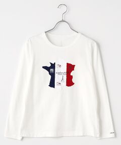 コンパクトヤーンエアロシフォン加工 アップリケ刺繍Tシャツ