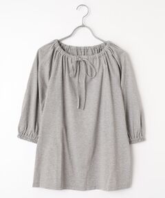 Mademoiselle NON NON / マドモアゼルノンノン Tシャツ | コンパクトヤーンエアロシフォン加工 共紐リボン付きギャザーカットソー