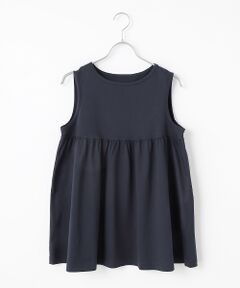 Mademoiselle NON NON / マドモアゼルノンノン カットソー | 甘撚りコンパクトヤーン天竺ローズぺトール加工 胸下切り替えノースリーブカットソー