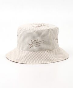 Mademoiselle NON NON / マドモアゼルノンノン ハット | コットンダンガリームジ/ギンガム 飛び柄刺繍ハット