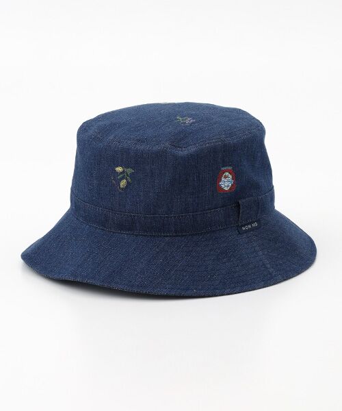 Mademoiselle NON NON/マドモアゼルノンノン 6ozリングオールドデニム 飛び柄刺繍入りハット 濃インディゴ F Mademoiselle NON NON/マドモアゼルノンノン 6ozリングオールドデニム 飛び柄刺繍入りハット 濃インディゴ F