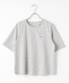 Mademoiselle NON NON / マドモアゼルノンノン Tシャツ | サイロプレミアム天竺ムジ＆ボーダー クルーネックTシャツ