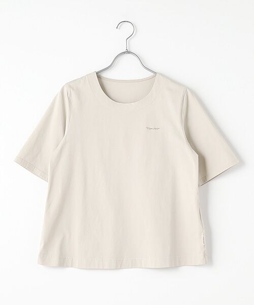 Mademoiselle NON NON/マドモアゼルノンノン サイロプレミアム天竺ムジ&ボーダー クルーネックTシャツ ベージュ M Mademoiselle NON NON/マドモアゼルノンノン サイロプレミアム天竺ムジ&ボーダー クルーネックTシャツ ベージュ M