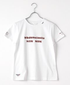 マドモアゼルノンノン Tシャツ 定番 天竺ロゴプリント8分袖Tシャツ（WOMENトップス・Tシャツ